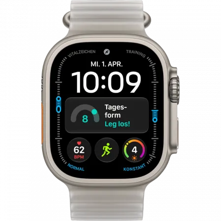 Apple Watch Ultra 4 GPS + LTE 49mm Natural Titanium Case with Translucent Gray Ocean Band (MJAD4)