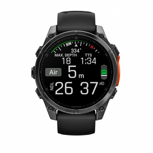 Смарт-годинник Garmin Fenix 8 47мм, AMOLED Slate Gray з Black чорним силіконовим ремінцем