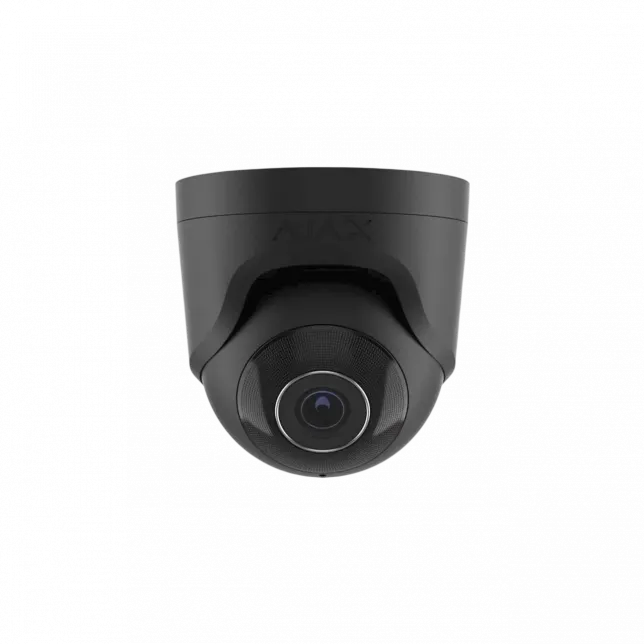 IP-Камера дротова Ajax TurretCam, 8мп, 4мм, Poe, True WDR, IP 65, ІЧ 35м, аудіо, кут огляду 75°до 85°, купольна, чорна