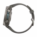 Смарт-годинник Garmin Fenix 9 43мм, Titanium з Pebble Gray темно-сірим силіконовим ремінцем