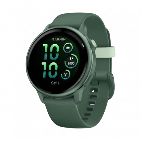 Смарт-годинник Garmin Vivoactive 6 Metallic Jasper Green з Jasper Green зеленим силіконовим ремінцем