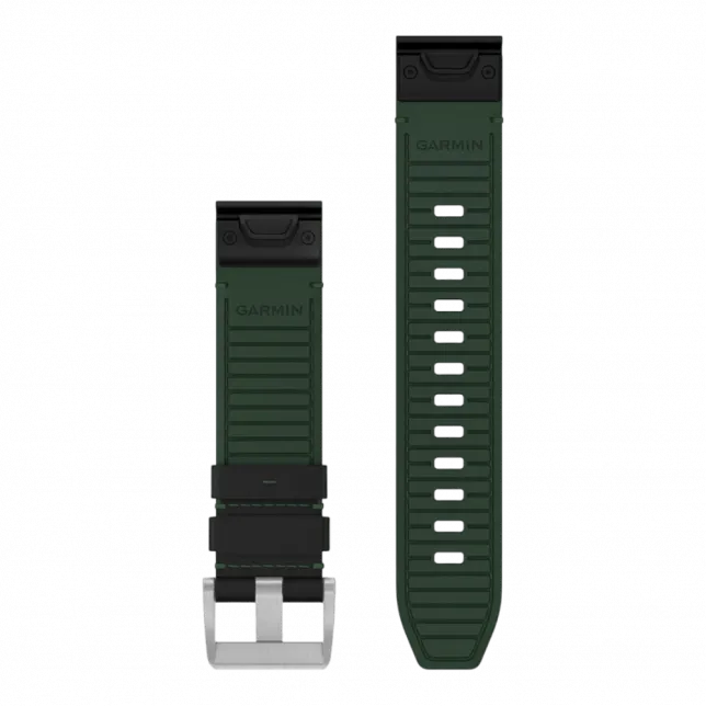 Ремінець QuickFit 22 мм, Black/Green чорний гібридний шкіряний/каучуковий