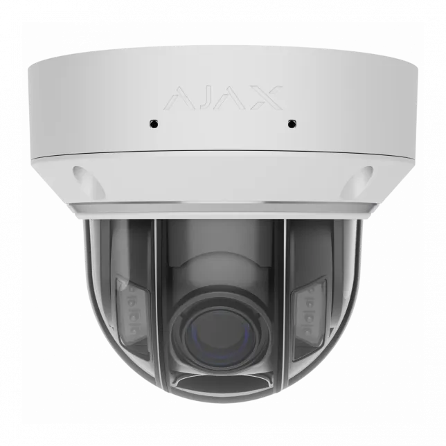 IP-камера дротова Ajax DomeCam HLVF 8 MP White, 2.8–12 мм, PoE, True WDR, IP65, ІЧ 40 м, LED 25 м, аудіо, кут огляду 32° до 100°, біла, 126287.214.WH1