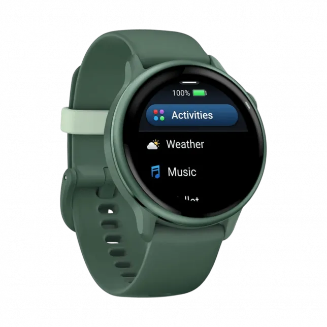 Смарт-годинник Garmin Vivoactive 6 Metallic Jasper Green з Jasper Green зеленим силіконовим ремінцем