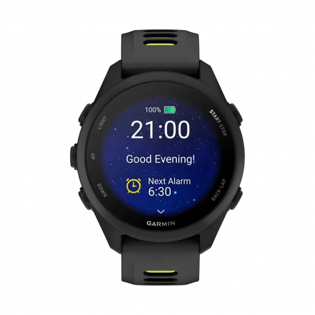 Смарт-годинник Garmin Forerunner 170 Music Black чорний з Black/Amp Yellow чорним/жовтим силіконовим ремінцем