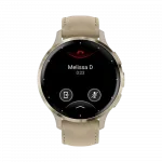 Смарт-годинник Garmin Venu 3S Soft Gold Stainless Steel Bezel з French Gray сірим корпусом та шкіряним ремінцем