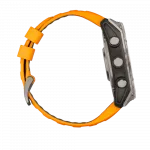 Смарт-годинник Garmin Fenix 8 51мм, AMOLED Sapphire, Titanium з Spark Orange/Graphite помаранчевим силіконовим ремінцем