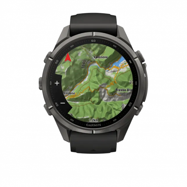 Смарт-годинник Garmin Fenix 9 Pro - inReach, 43мм Carbon Gray DLC Titanium з Black/Pebble Grey чорним/темно-сірим силіконовим ремінцем