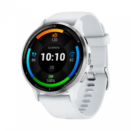 Смарт-годинник Garmin Venu 3 Silver stainless steel bezel з білим корпусом та силіконовим ремінцем