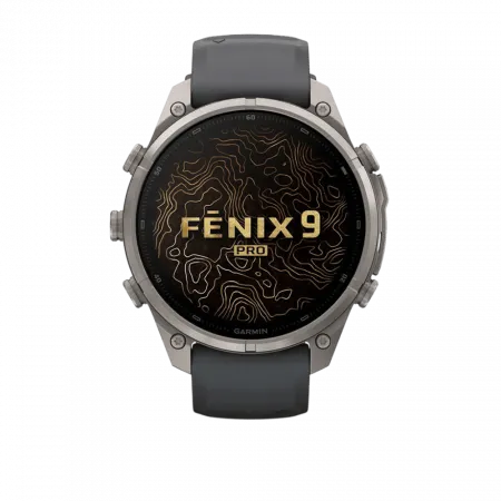 Смарт-годинник Garmin Fenix 9 Pro - inReach, 47мм Titanium з Graphite/Black темно-сірим/чорним силіконовим ремінцем