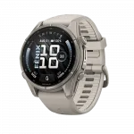 Смарт-годинник Garmin Fenix 9 43мм, Titanium з Fog Gray сірим силіконовим ремінцем