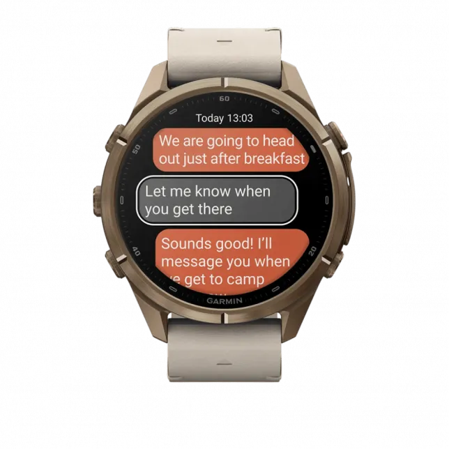 Смарт-годинник Garmin Fenix 9 Pro - inReach, 43мм Autumn Gold Titanium з Bone бежевим шкіряним ремінцем