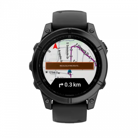 Смарт-годинник Garmin Fenix E 47мм, AMOLED Slate Gray Steel з чорним силіконовим ремінцем