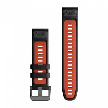 Ремінець QuickFit 22 мм, Black/Flame Red чорний/червоний силіконовий