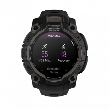 Смарт-годинник Garmin Instinct 3 45 мм, AMOLED Black чорний з Black чорним силіконовим ремінцем