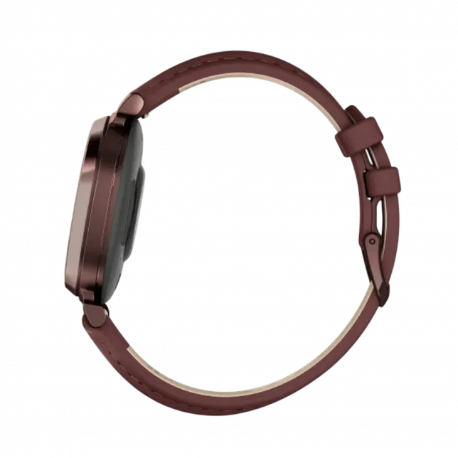 Смарт-годинник Garmin Lily 2 Classic Dark Bronze з Mulberry бордовим шкіряним ремінцем