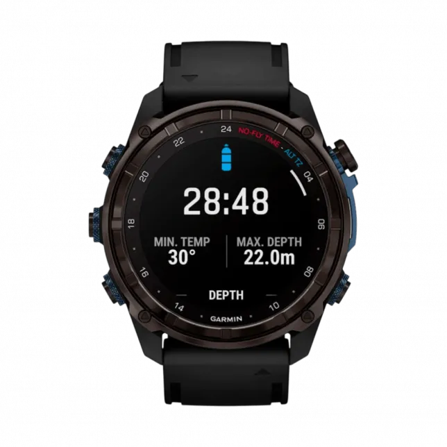 Смарт-годинник Garmin Descent Mk3i 51 мм Carbon Grey DLC Titanium з чорним силіконовим ремінцем
