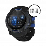 Смарт-годинник Garmin Instinct 3 50 мм, AMOLED Black чорний з Black/Bolt Blue чорним/синім силіконовим ремінцем