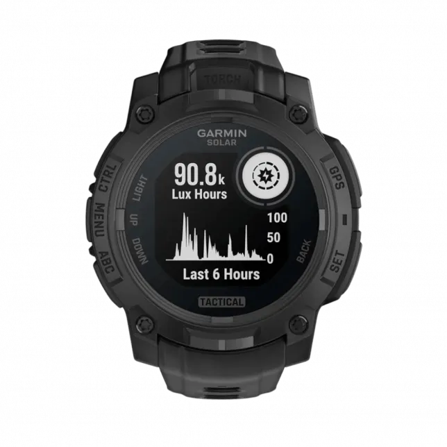 Смарт-годинник Garmin Instinct 3 45 мм, Solar, Tactical Edition Black чорний з чорним силіконовим ремінцем