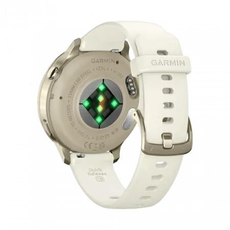 Смарт-годинник Garmin Venu 4 41 мм Lunar Gold з Bone світло-бежевим силіконовим ремінцем
