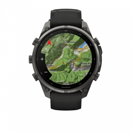 Смарт-годинник Garmin Fenix 9 Pro - inReach, 47мм Carbon Gray DLC Titanium з Black/Pebble Grey чорним/темно-сірим силіконовим ремінцем