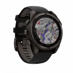 Смарт-годинник Garmin Fenix 8 47мм, Solar Sapphire, Carbon Grey DLC Titanium з Black/Pebble Grey чорним силіконовим ремінцем