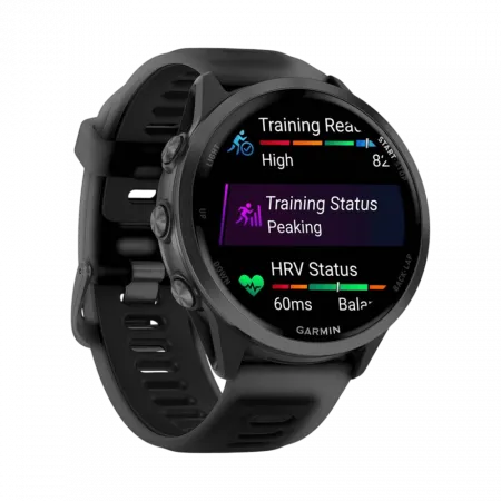 Смарт-годинник Garmin Forerunner 570 47мм Slate Gray Aluminum з Translucent Black чорним силіконовим ремінцем
