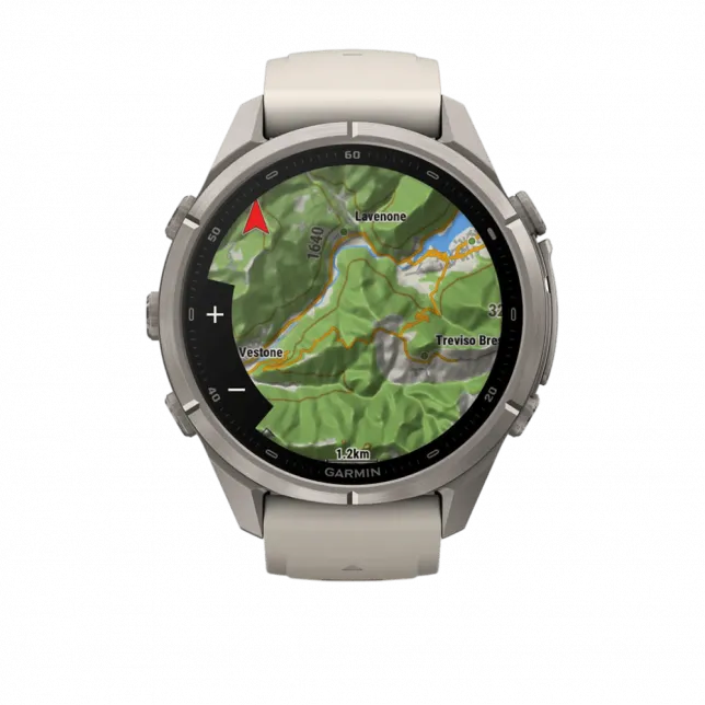 Смарт-годинник Garmin Fenix 9 Pro - inReach, 43мм Titanium з Fog Grey/Dark Sandstone сірим/темно сірим силіконовим ремінцем