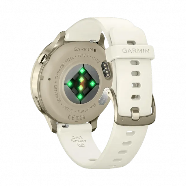 Смарт-годинник Garmin Venu 4 41 мм Lunar Gold з Bone світло-бежевим силіконовим ремінцем