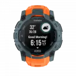 Смарт-годинник Garmin Instinct 3 50 мм, Solar Twilight сірий з Solstice помаранчевим силіконовим ремінцем