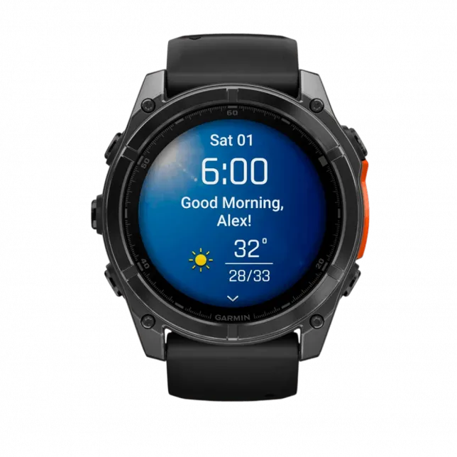 Смарт-годинник Garmin Fenix 8 51мм, AMOLED Slate Gray з Black чорним силіконовим ремінцем