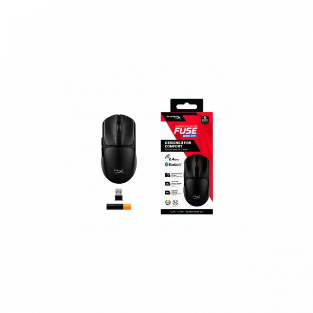 Миша HyperX Pulsefire FUSE, RGB, USB-A/WL/BT, чорний