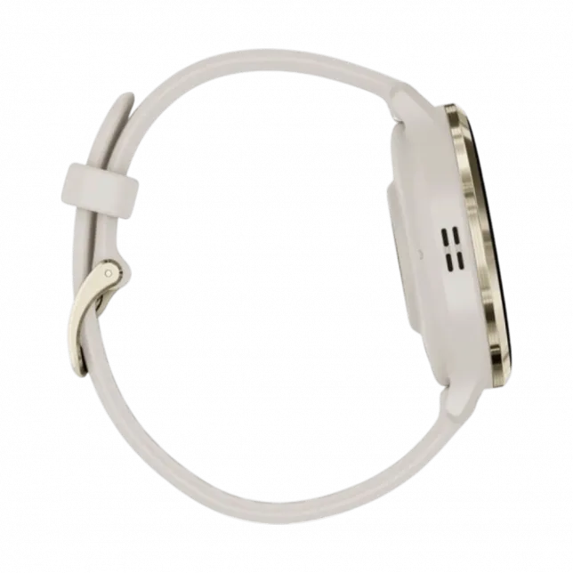 Смарт-годинник Garmin Venu 3S Soft Gold Stainless Steel Bezel з Ivory білим корпусом та силіконовим ремінцем