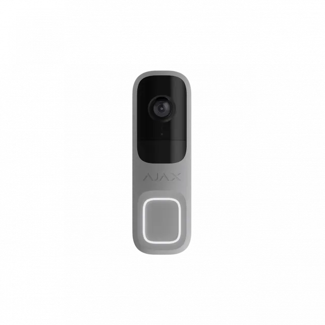 Відеодзвінок Ajax Doorbell, універсальне встановлення, 4 мп, 155° вертикальний 90° горизонтальний, іч 6м, дальнісь виявлення руху 4м, штучний інтелект, wi-fi, grey