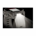 Смарт-годинник Garmin Fenix 9 43мм, Titanium з Fog Gray сірим силіконовим ремінцем