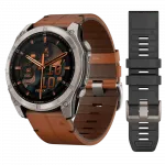 Смарт-годинник Garmin Fenix 8 51мм, AMOLED Sapphire, Titanium з Chestnut коричневим шкіряним ремінцем