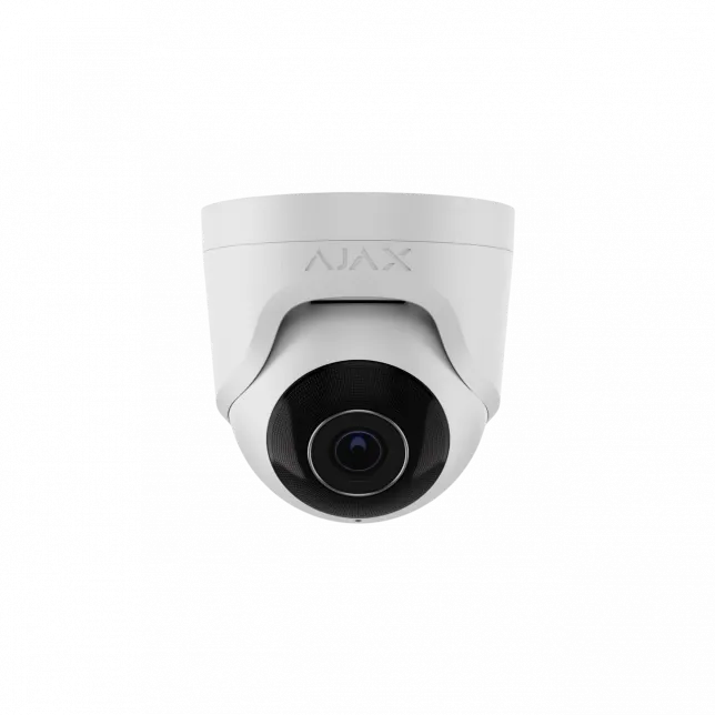 IP-Камера дротова Ajax TurretCam, 5мп, 2.8мм, Poe, True WDR, IP 65, ІЧ 35м, аудіо, кут огляду 100° до 110°, купольна, біла
