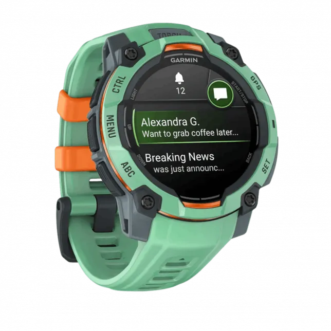 Смарт-годинник Garmin Instinct 3 45 мм, AMOLED Neotropic зелений з Neotropic зеленим силіконовим ремінцем