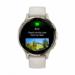 Смарт-годинник Garmin Venu 3S Soft Gold Stainless Steel Bezel з Ivory білим корпусом та силіконовим ремінцем