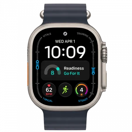 Apple Watch Ultra 4 GPS + LTE 49mm Natural Titanium Case with Navy Ocean Band (MJCR4+MXTH3)