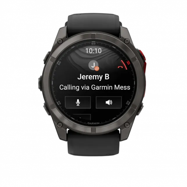 Смарт-годинник Garmin Fenix 8 51мм, MicroLED Sapphire, Titanium, Carbon Gray DLC з Black/Pebble Grey чорним/сірим силіконовим ремінцем