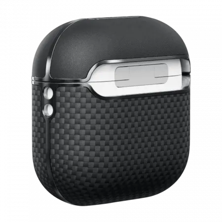 Магнітний чохол Pitaka Aramid Fiber Magnetic Case Plain Black/Grey для AirPods 4th Gen