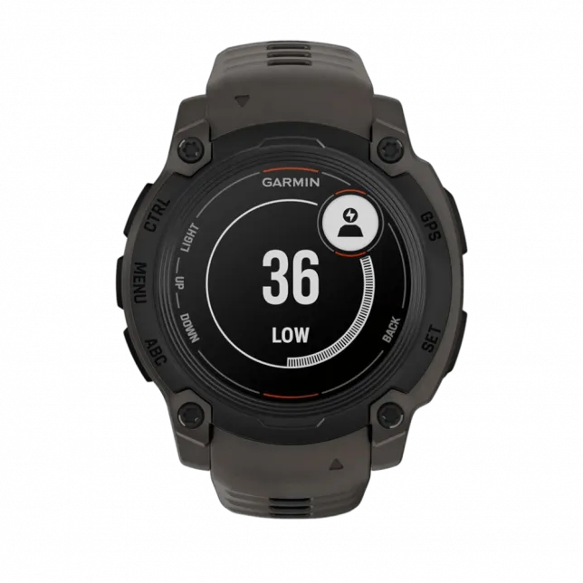 Смарт-годинник Garmin Instinct E 40 мм Black чорний з Charcoal коричневим силіконовим ремінцем
