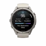 Смарт-годинник Garmin Fenix 9 Pro 43мм, Titanium з Fog Grey/Dark Sandstone сірим/темно сірим силіконовим ремінцем