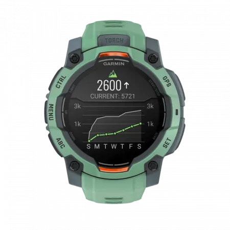 Смарт-годинник Garmin Instinct 3 45 мм, AMOLED Neotropic зелений з Neotropic зеленим силіконовим ремінцем