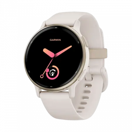 Смарт-годинник Garmin Vivoactive 5 Cream Gold Aluminum Bezel з корпусом кольору слонова кістка Ivory та силіконовим ремінцем
