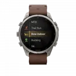 Смарт-годинник Garmin Fenix 9 Pro - inReach, 47мм Titanium з Walnut коричневим шкіряним ремінцем