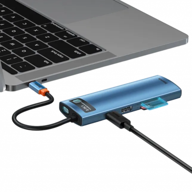 Перехідник Baseus HUB 8-in-1 Type-C Blue