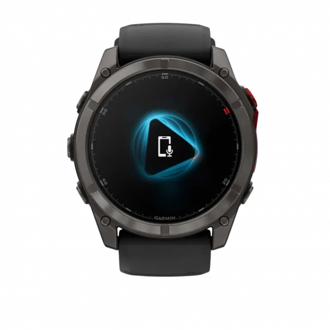 Смарт-годинник Garmin Fenix 8 51мм, MicroLED Sapphire, Titanium, Carbon Gray DLC з Black/Pebble Grey чорним/сірим силіконовим ремінцем