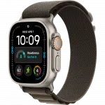 Apple Watch Ultra 4 GPS + LTE 49mm Natural Titanium Case with Dark Olive Alpine Loop - Medium (MJCR4+MK7A4)